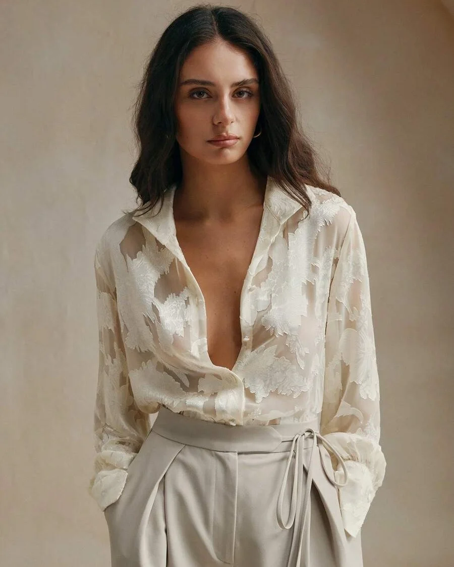 summer blouses for women 2026 Sheer Neutrals with Understated Luxury