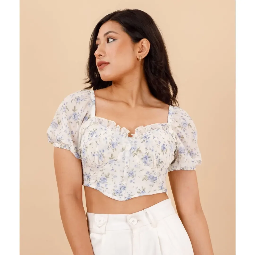 summer blouses for women 2026 Delicate Floral Corset Energy for Soft Femininity
