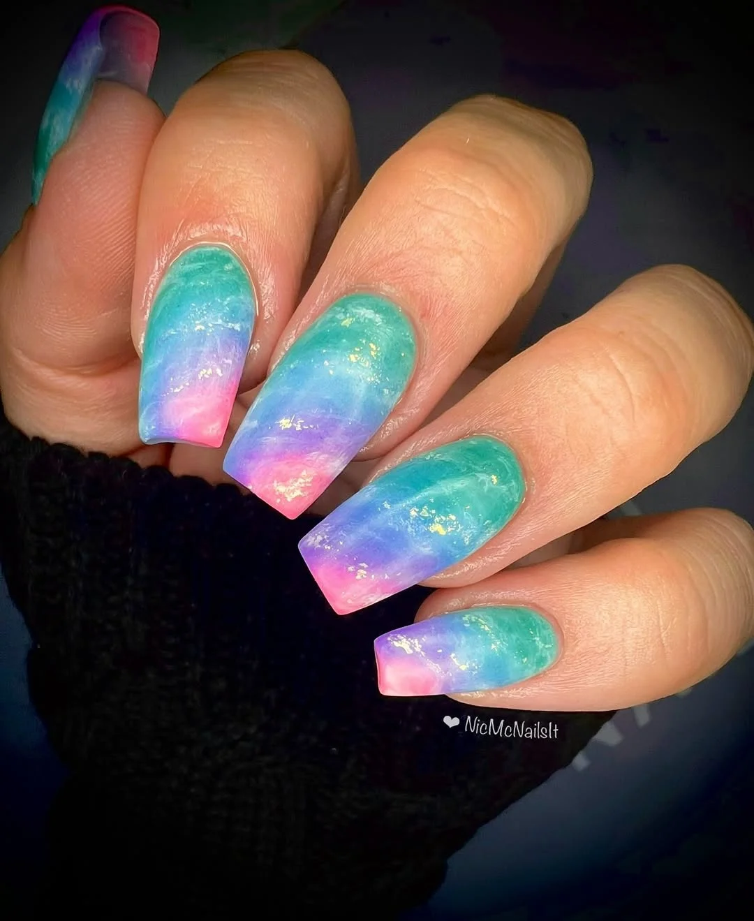summer dip nails 2026 Cotton Candy Aura Nails With Ocean Blend