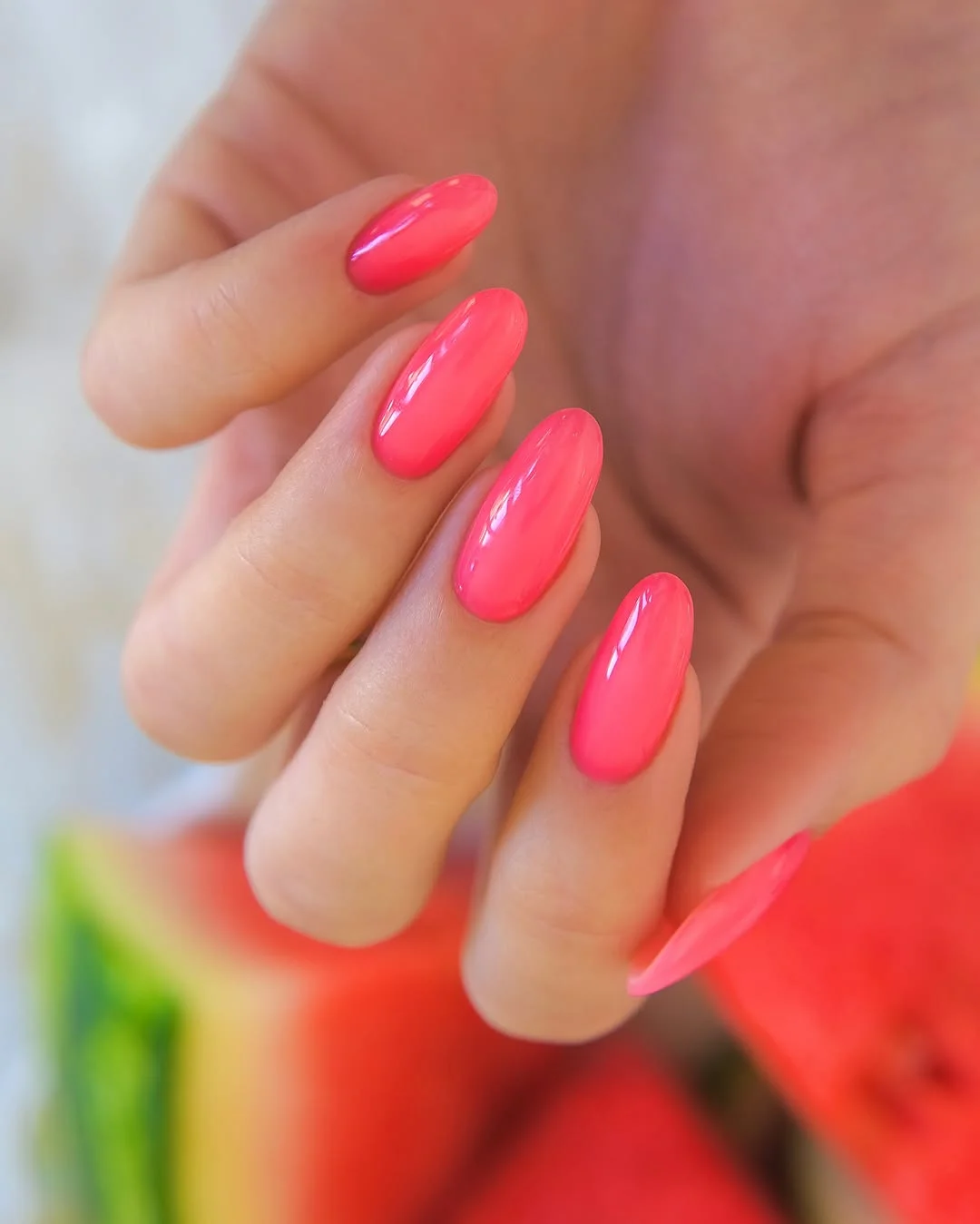 summer dip nails 2026 Hot Neon Pink Dip Nails With Glassy Finish