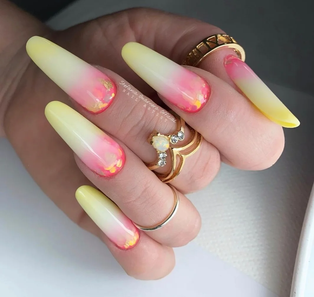 summer dip nails 2026 Neon Sorbet Fade Nails For Peak Summer Energy