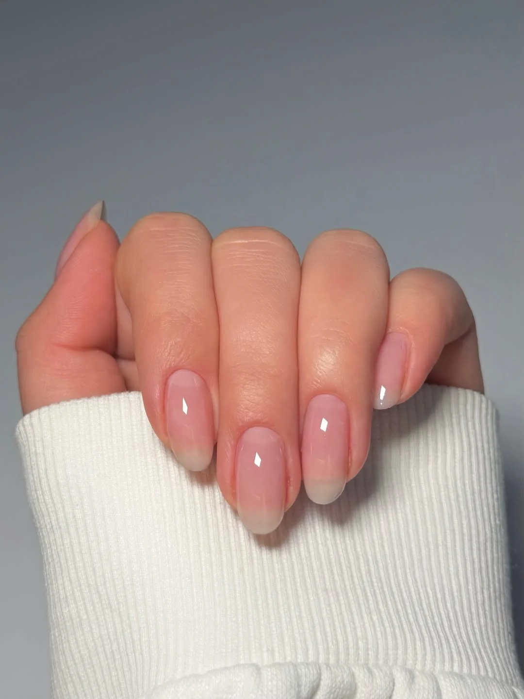 summer gel nails 2026 Glossy Milky Pink Natural Gel Nails