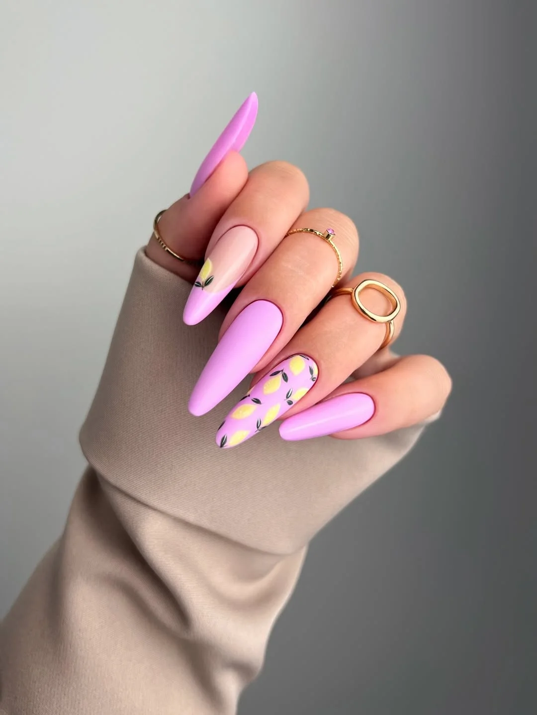 summer gel nails 2026 Lavender Lemon Nail Art For Playful Summer Days