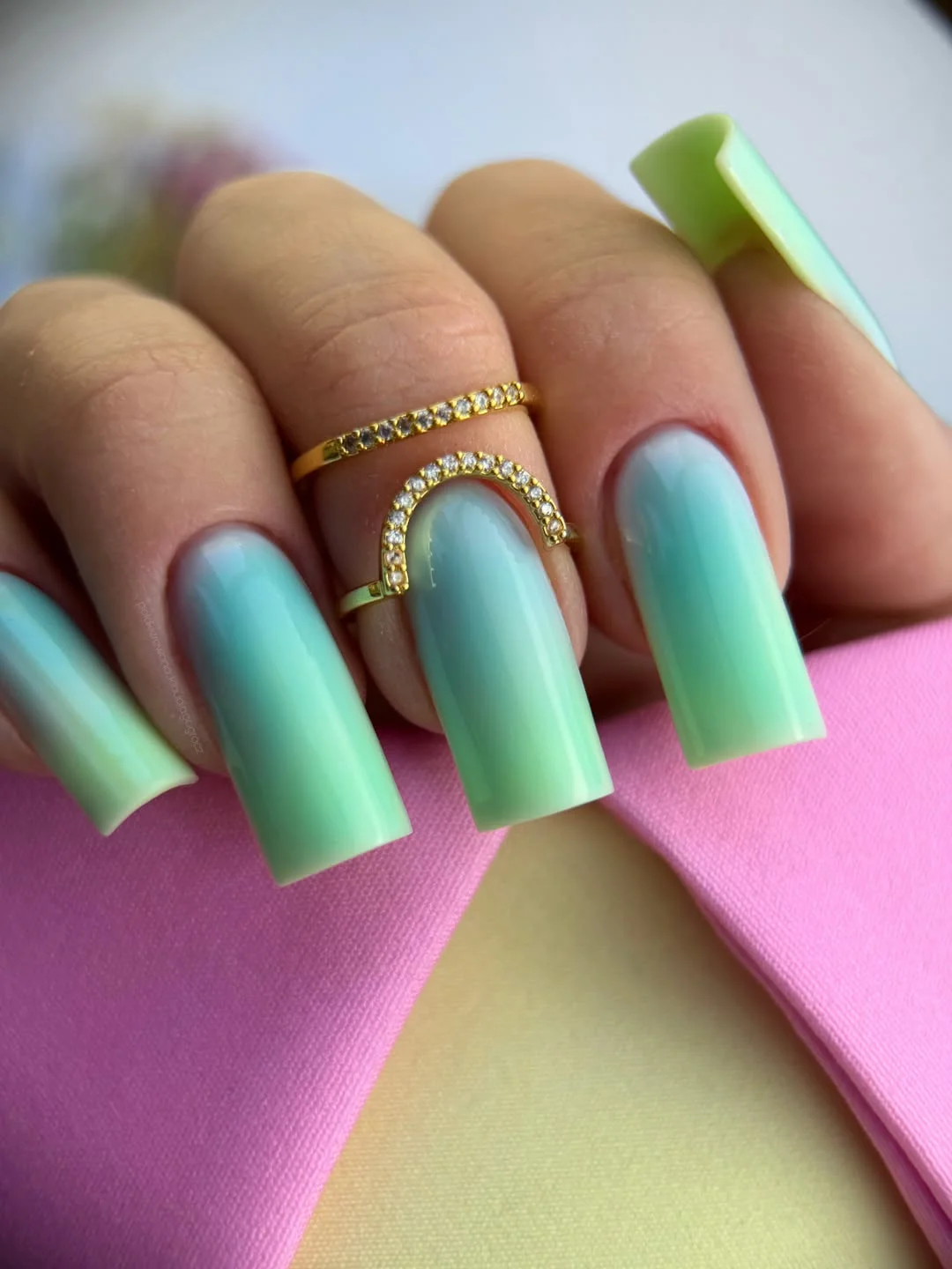 summer gel nails 2026 Mint Gradient Coffin Nails For Bright Summer Days