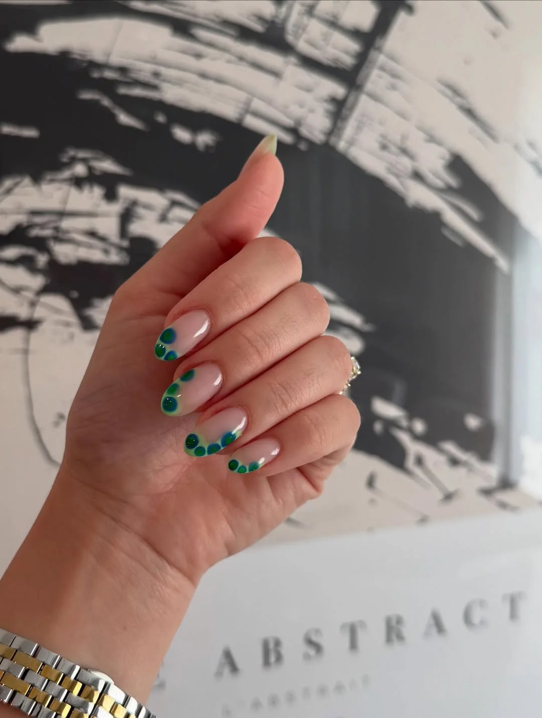 summer gel nails 2026 Blue And Green Bubble French Tips