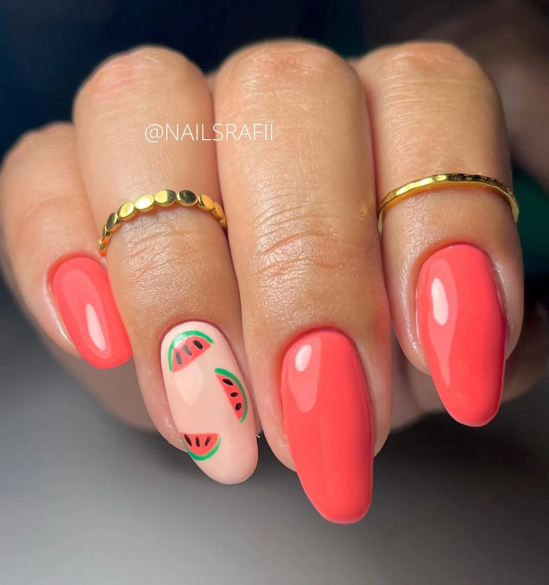 summer manicure color ideas 2026 Watermelon Pop Nails for the Hottest Weeks of Summer