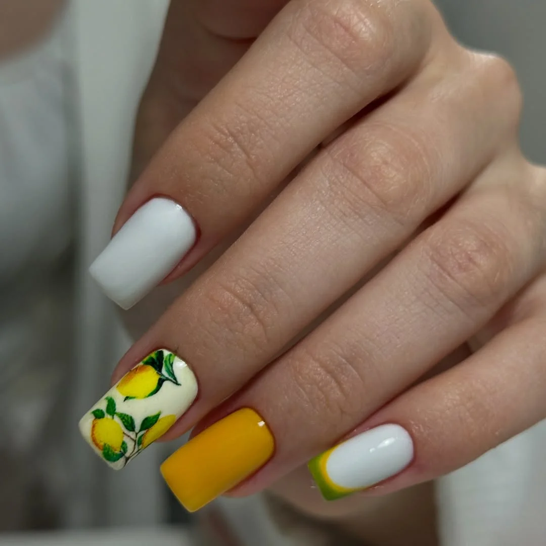 summer nail colors 2026 Lemon-Inspired Nails With Mediterranean Summer Mood