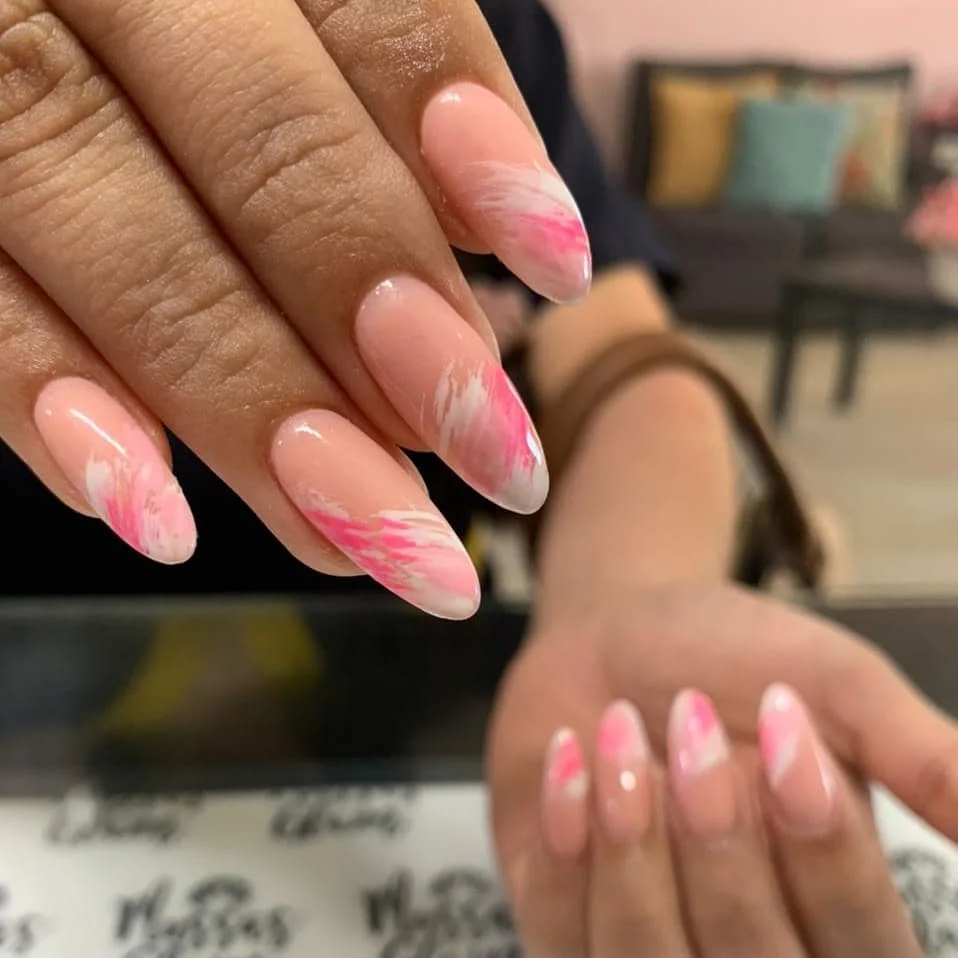 summer nail colors 2026 Soft Pink Feathered Almond Nails With Romantic Energy