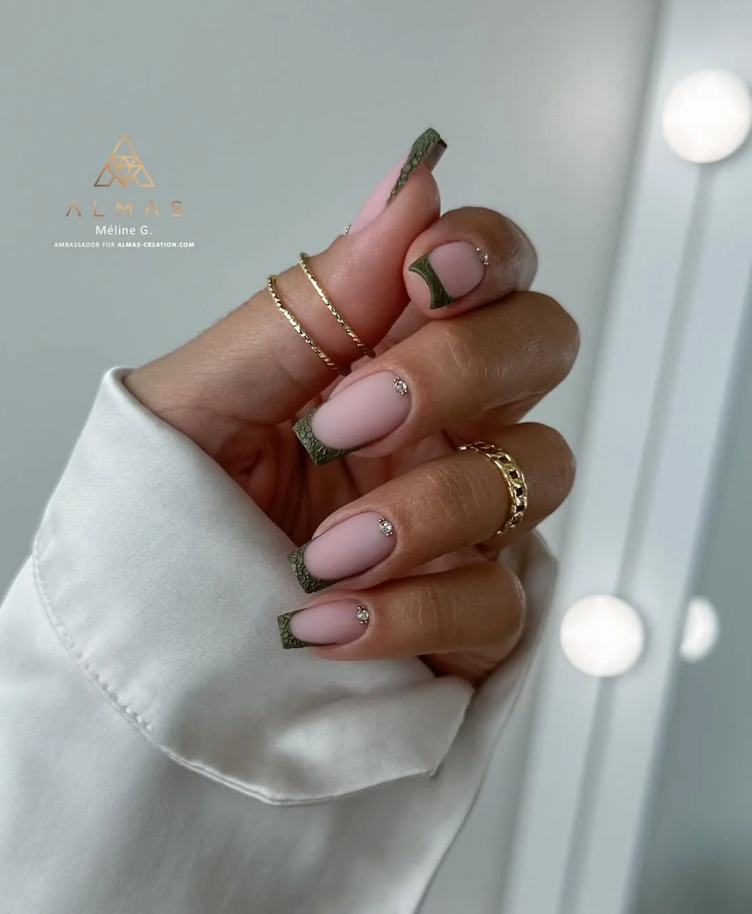 summer nails square 2026 Olive French Tips With Minimal Euro Chic