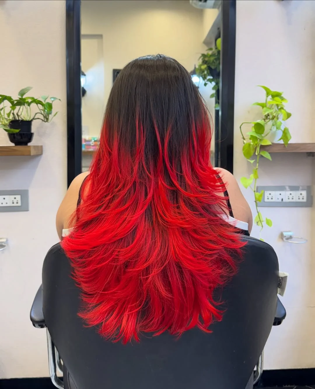 trendy summer red hair color 2026 Layered Fire Red Ends with Soft Gradient Flow