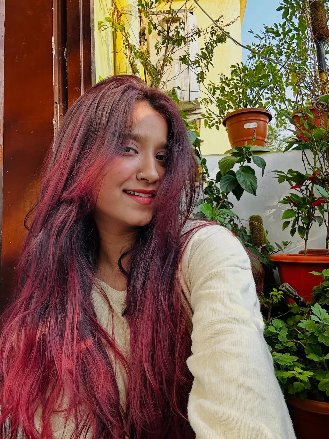 trendy summer red hair color 2026 Muted Burgundy Melt for Effortless Everyday Red