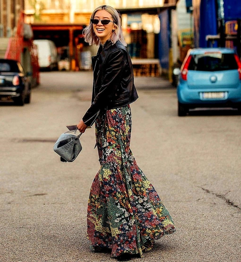 boho chic fall outfits 2026 Leather Jackets and Maxi Skirts Create Timeless Boho Energy