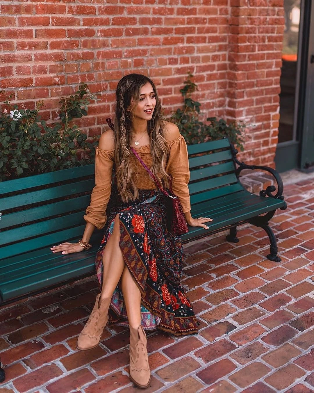 boho chic fall outfits 2026 Flowing Printed Skirts with Rustic Boots for Romantic Fall Days