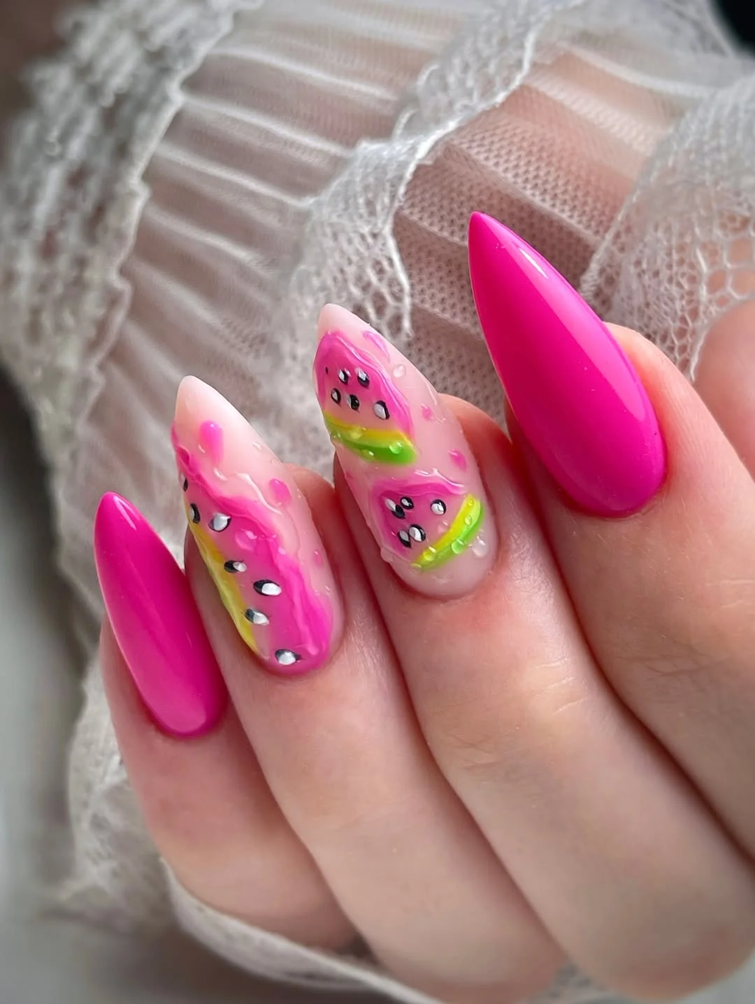 bright summer nails 2026 Watermelon Pop Art for Peak Summer Fun