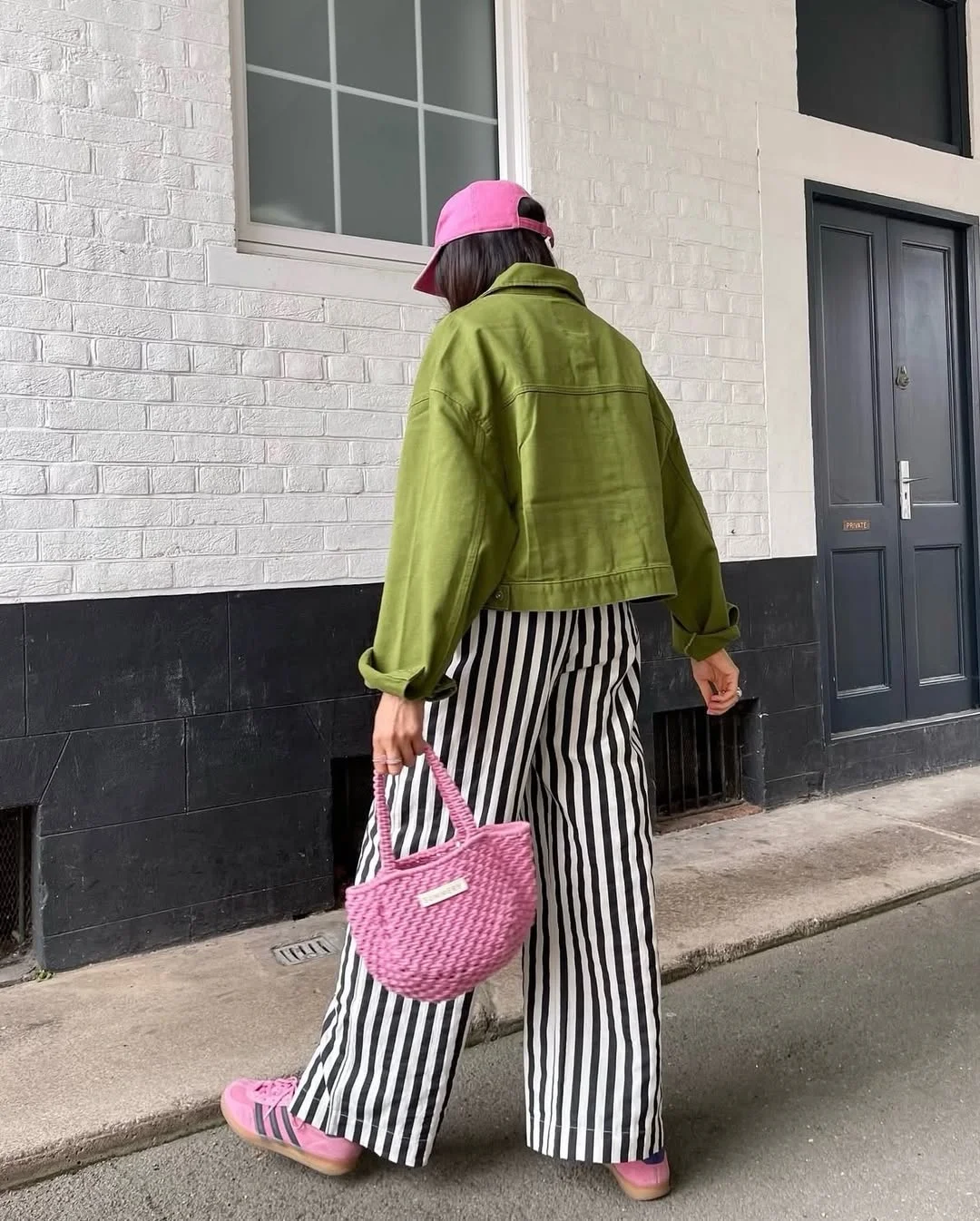 chic fall outfits pants 2026 Bold Striped Pants With Colorful Downtown Styling