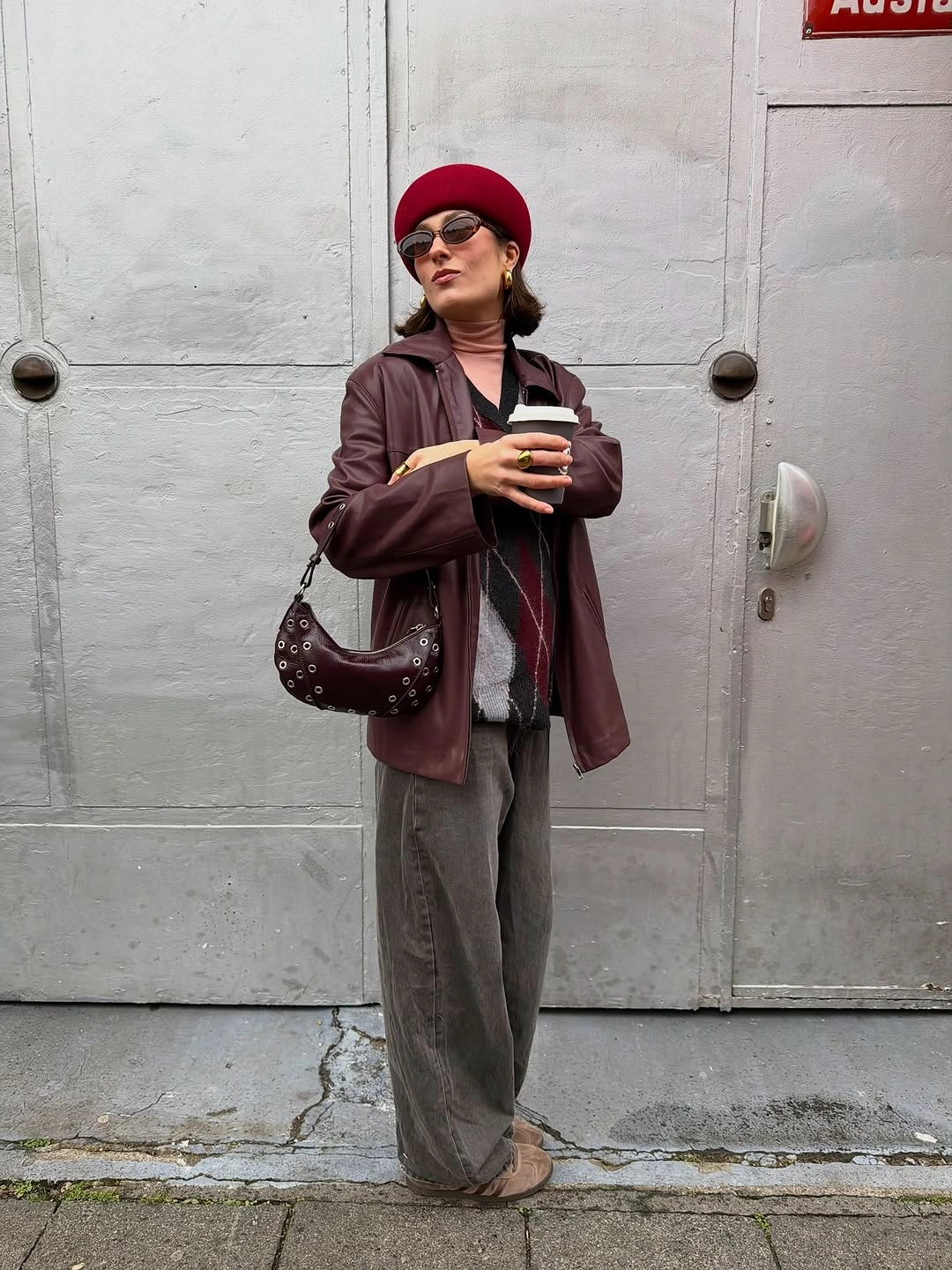 comfy fall outfits 2026 Rich Burgundy Layers For Effortless Vintage Style