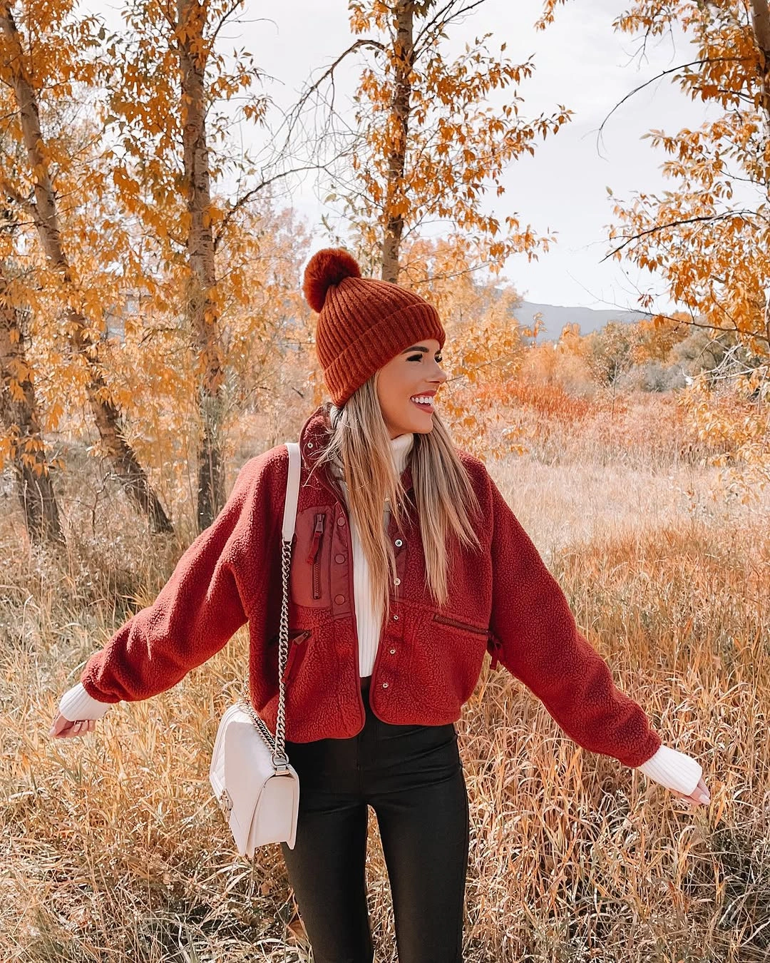 cozy & chic autumn outfits for women 2026 Rust-Colored Teddy Jackets That Celebrate the Season