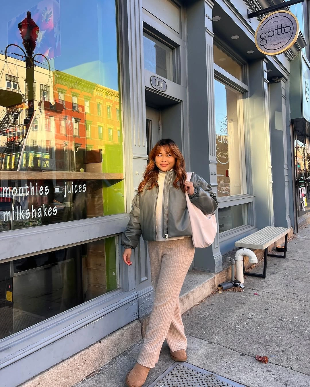 cozy & chic autumn outfits for women 2026 Relaxed Knit Pants and a Modern Bomber for Everyday City Style