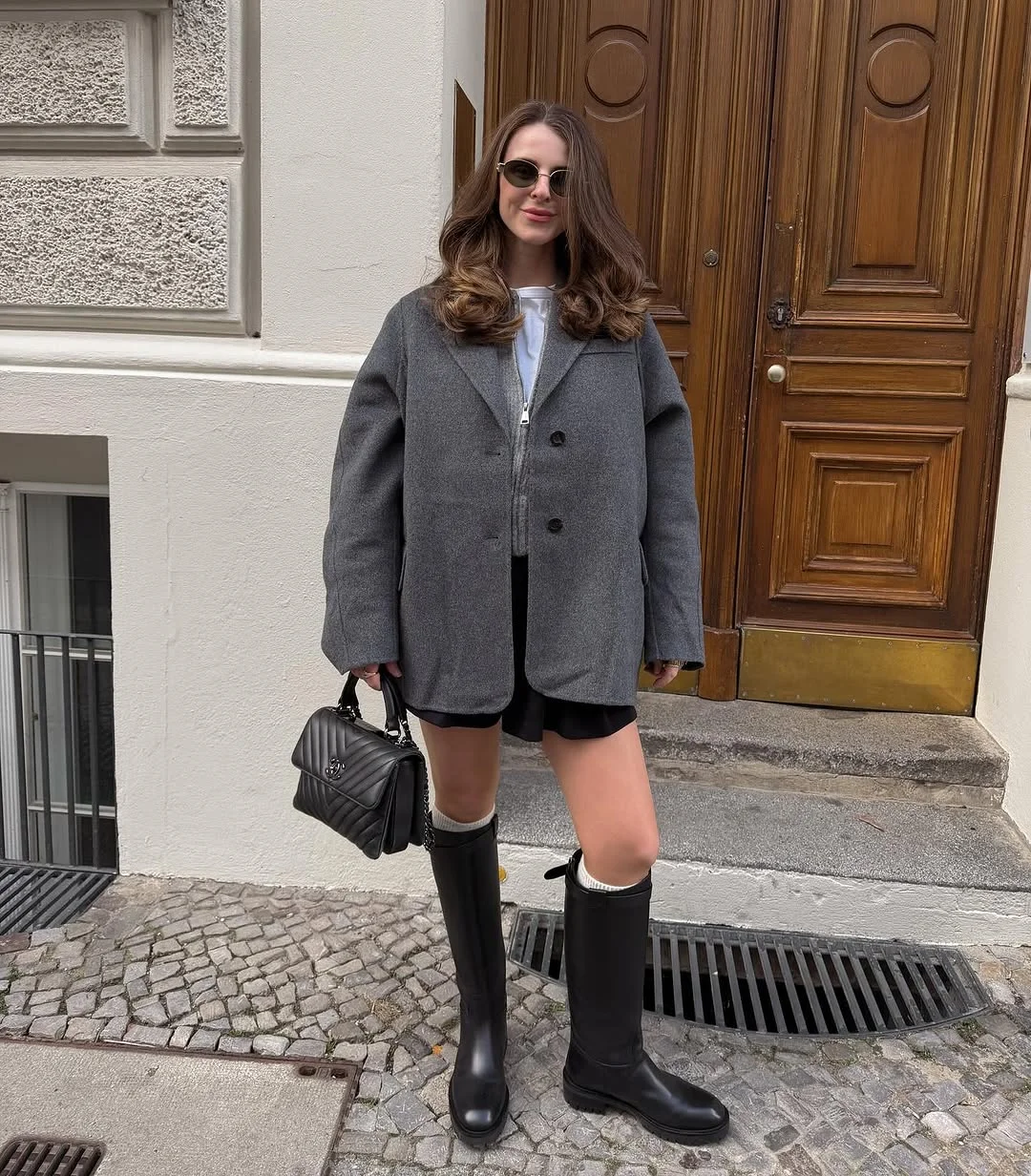 cute fall outfits docs 2026 Tailored Outerwear Meets Modern Knee-High Boots
