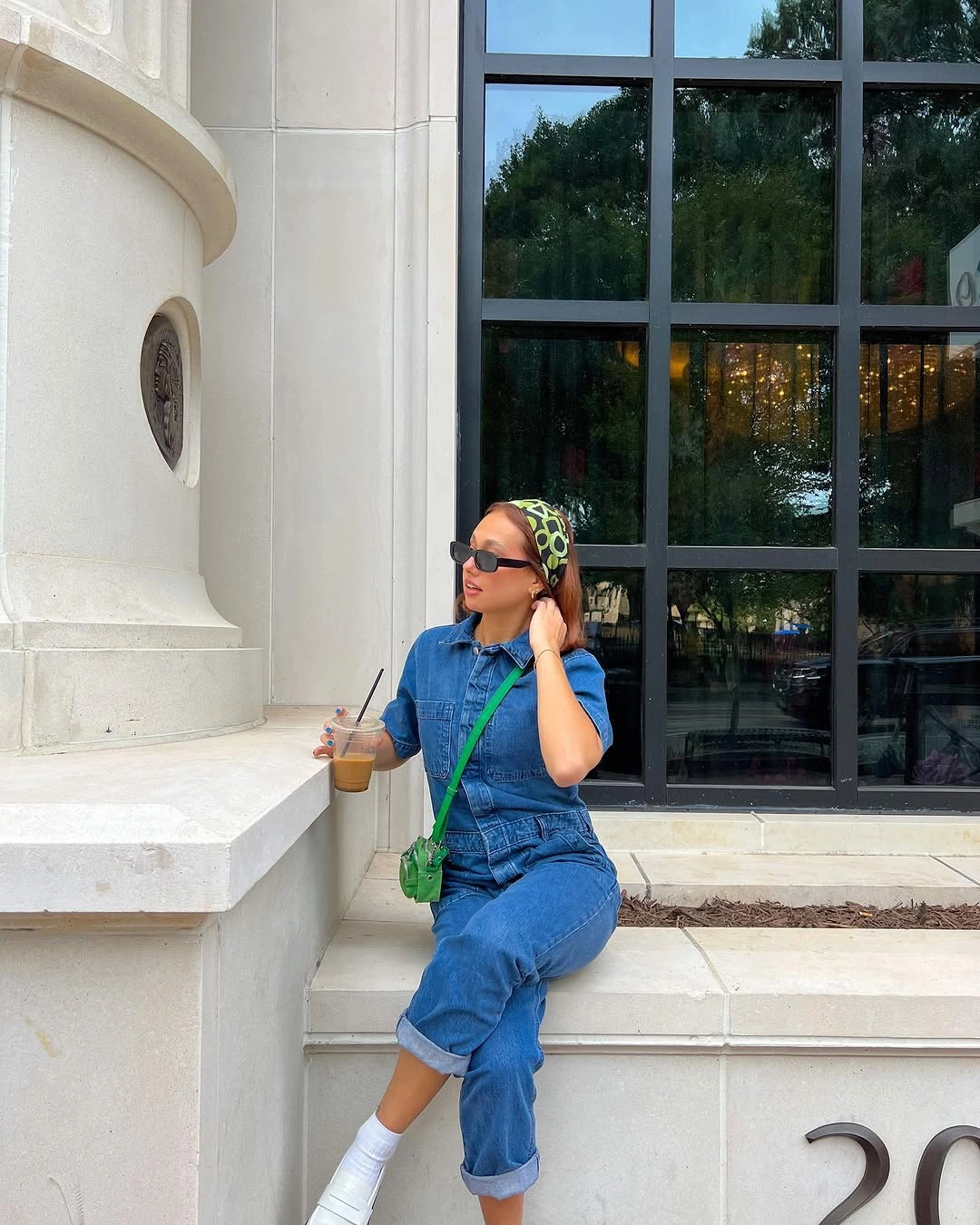 early fall outfits 2026 All-Denim Styling With a Fresh Pop of Color
