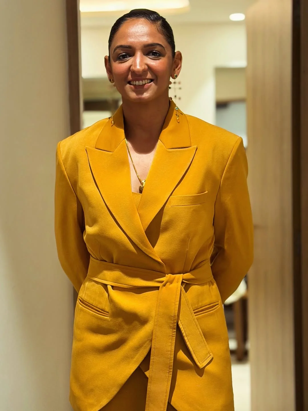 elegant fall office outfits 2026 Mustard Power Dressing With a Modern Soft Finish