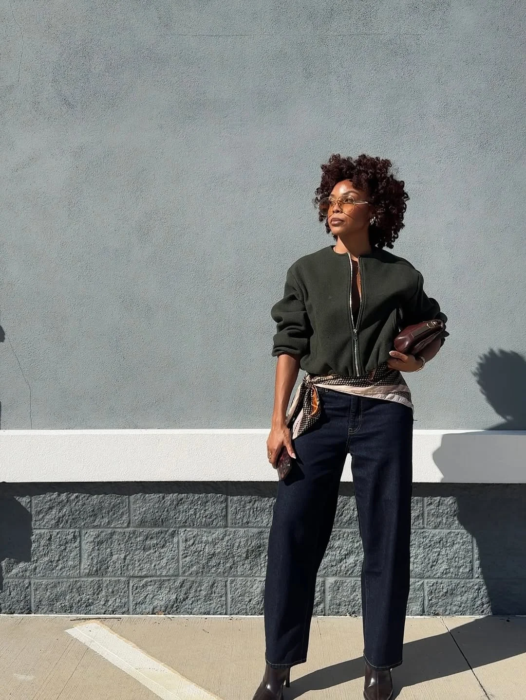 fall 2026 outfits for black women Relaxed Olive Layers With Dark Denim That Always Feel Expensive