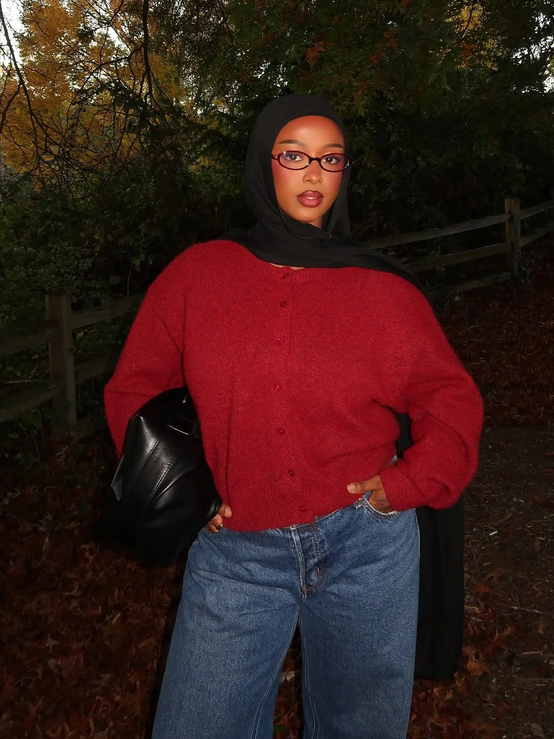fall 2026 outfits for black women Rich Crimson Knitwear That Brightens Gray Autumn Days