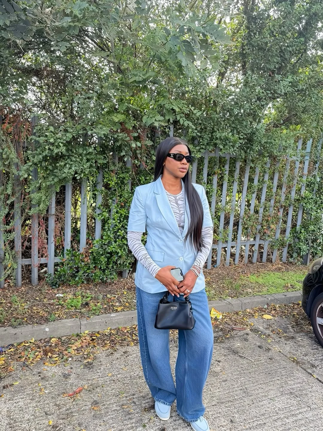 fall 2026 outfits for black women Powder Blue Tailoring That Refreshes Everyday Denim