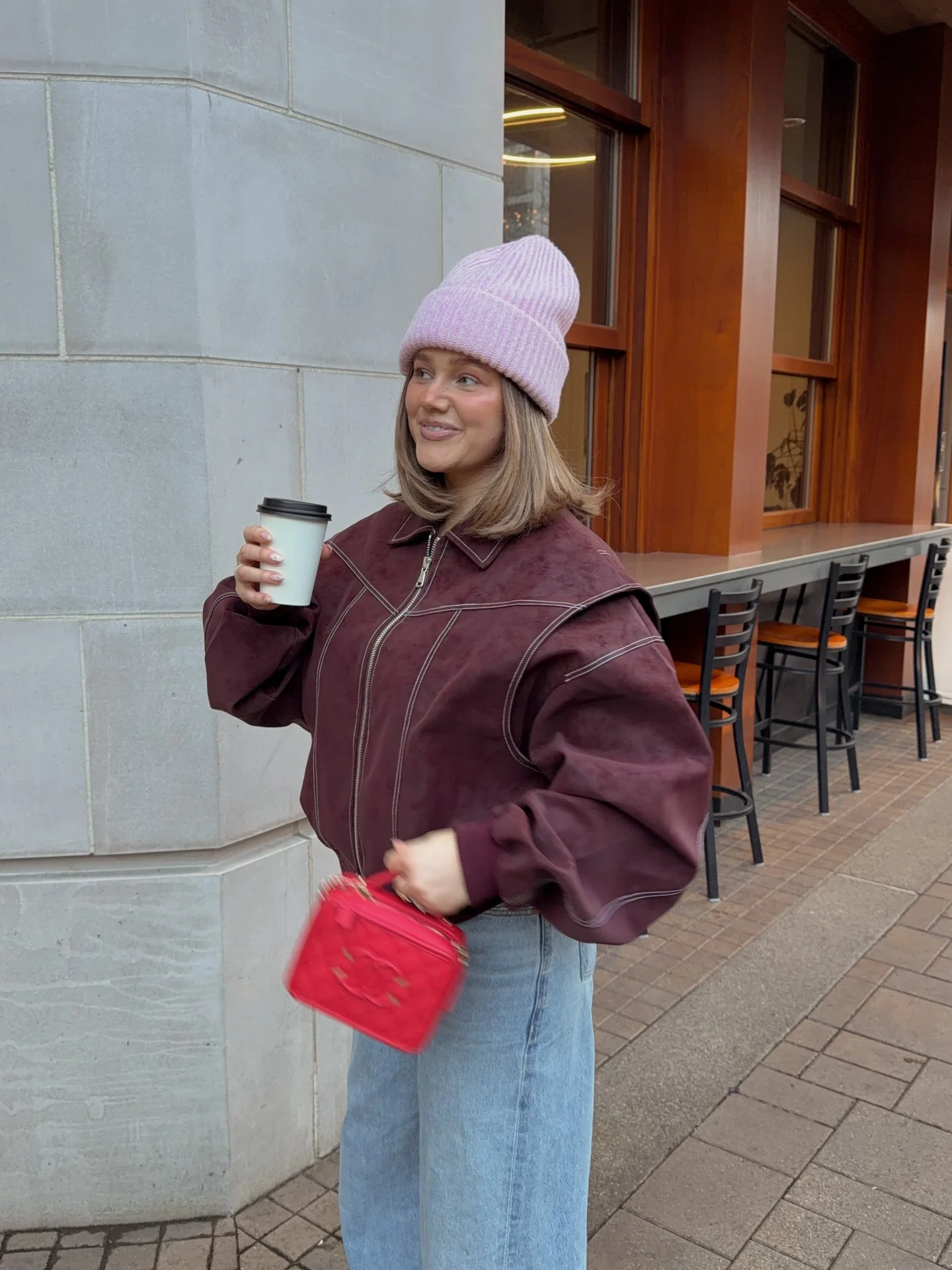 fall date night outfits 2026 Cozy Burgundy and Denim for a Low-Key Autumn Date