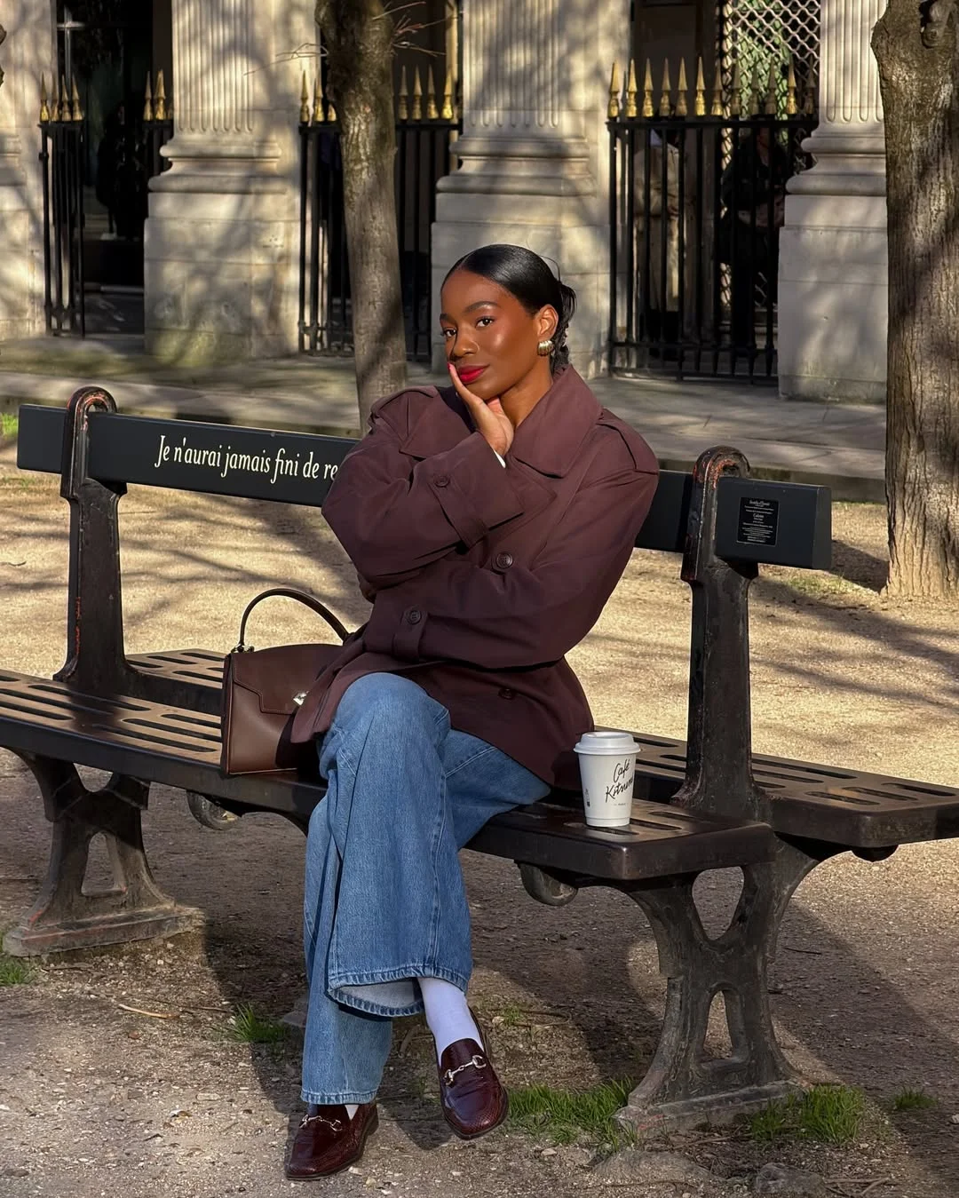 fall fashion for women over 40 Rich Chocolate Layers With Relaxed Denim for Everyday Elegance