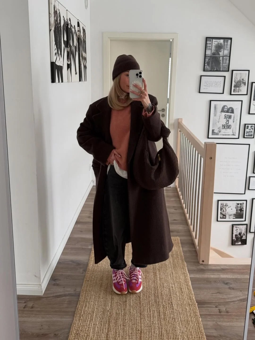 fall fashion outfits 2026 Dark Chocolate Coats and Bright Sneakers Creating Unexpected Contrast