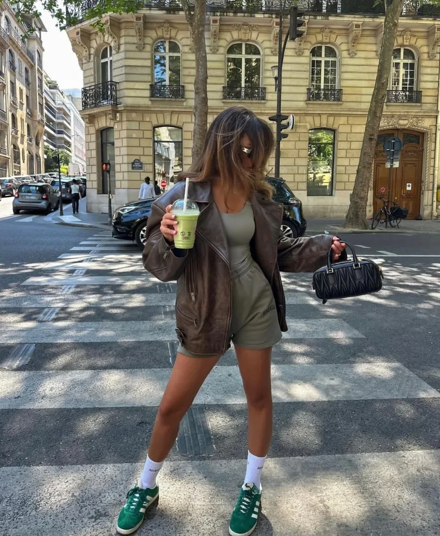fall fashion outfits 2026 Leather Jackets and Sporty Sets Creating Off-Duty Parisian Cool