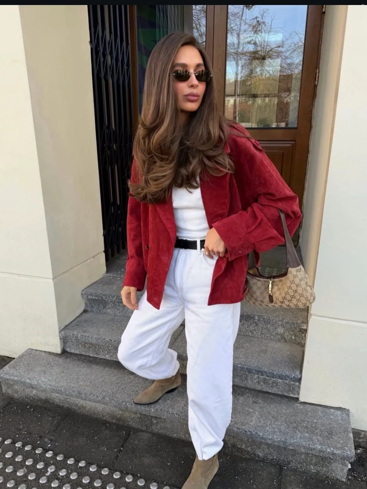 fall going out outfits 2026 Rust Blazer and White Separates with Autumn Energy