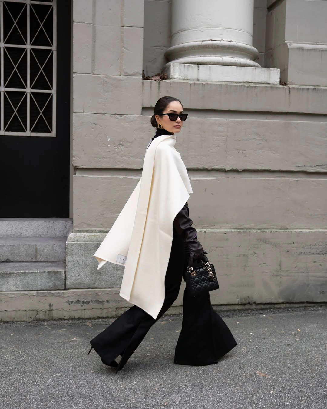 fall going out outfits 2026 Modern Black and White Drama for Evening Plans