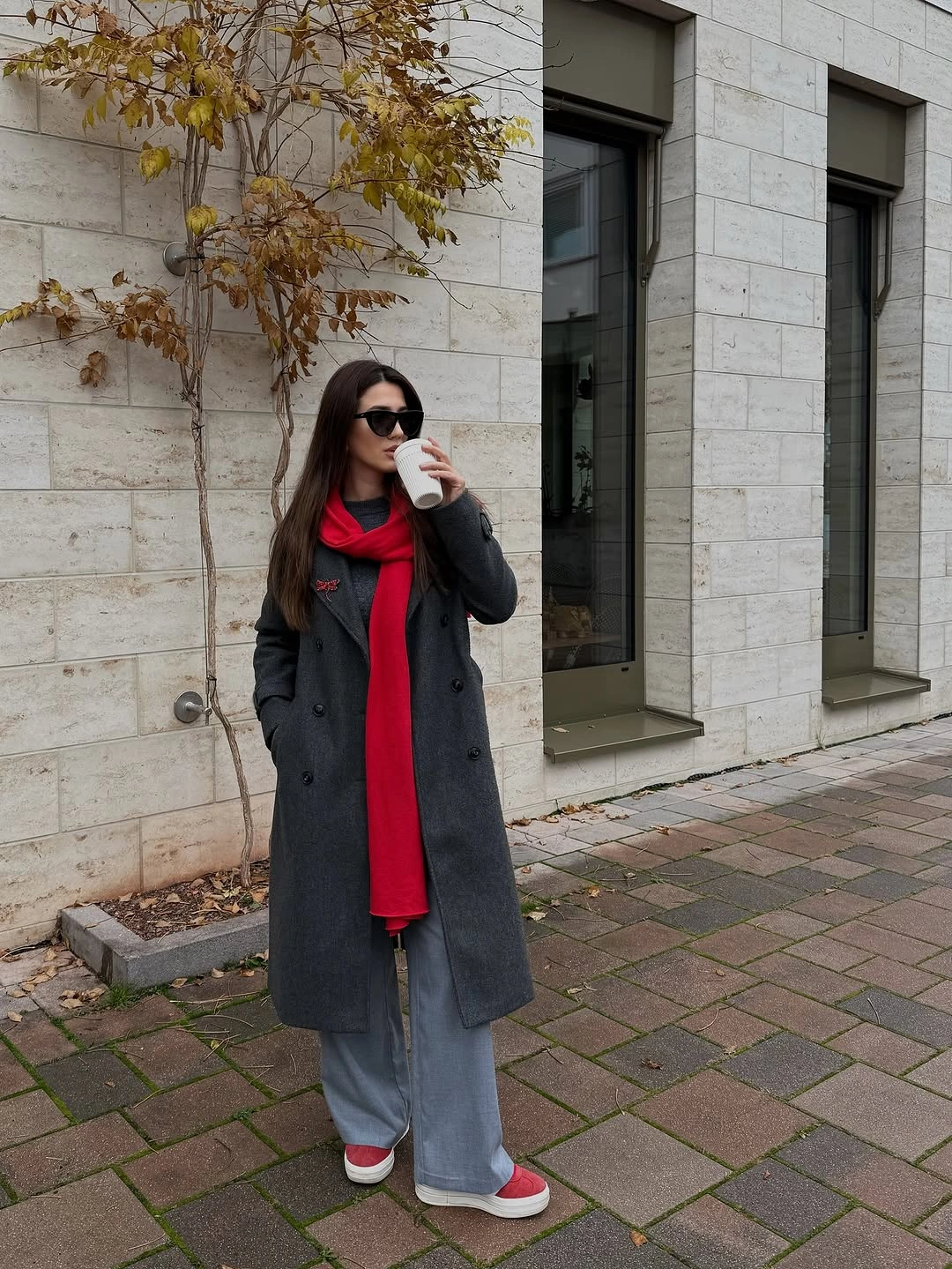 fall mom outfits 2026 A Bold Pop of Color Makes Neutral Layers Feel Fresh