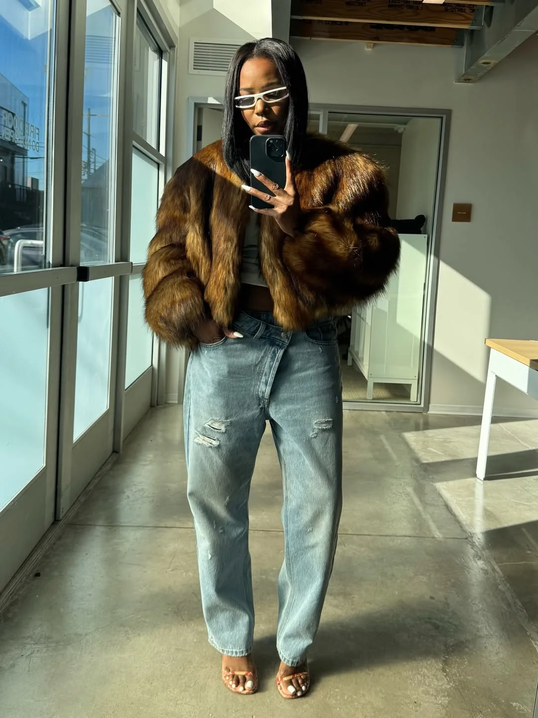fall outfits for big busted women 2026 Statement Faux Fur with Relaxed Denim for Fashion-Forward Fall