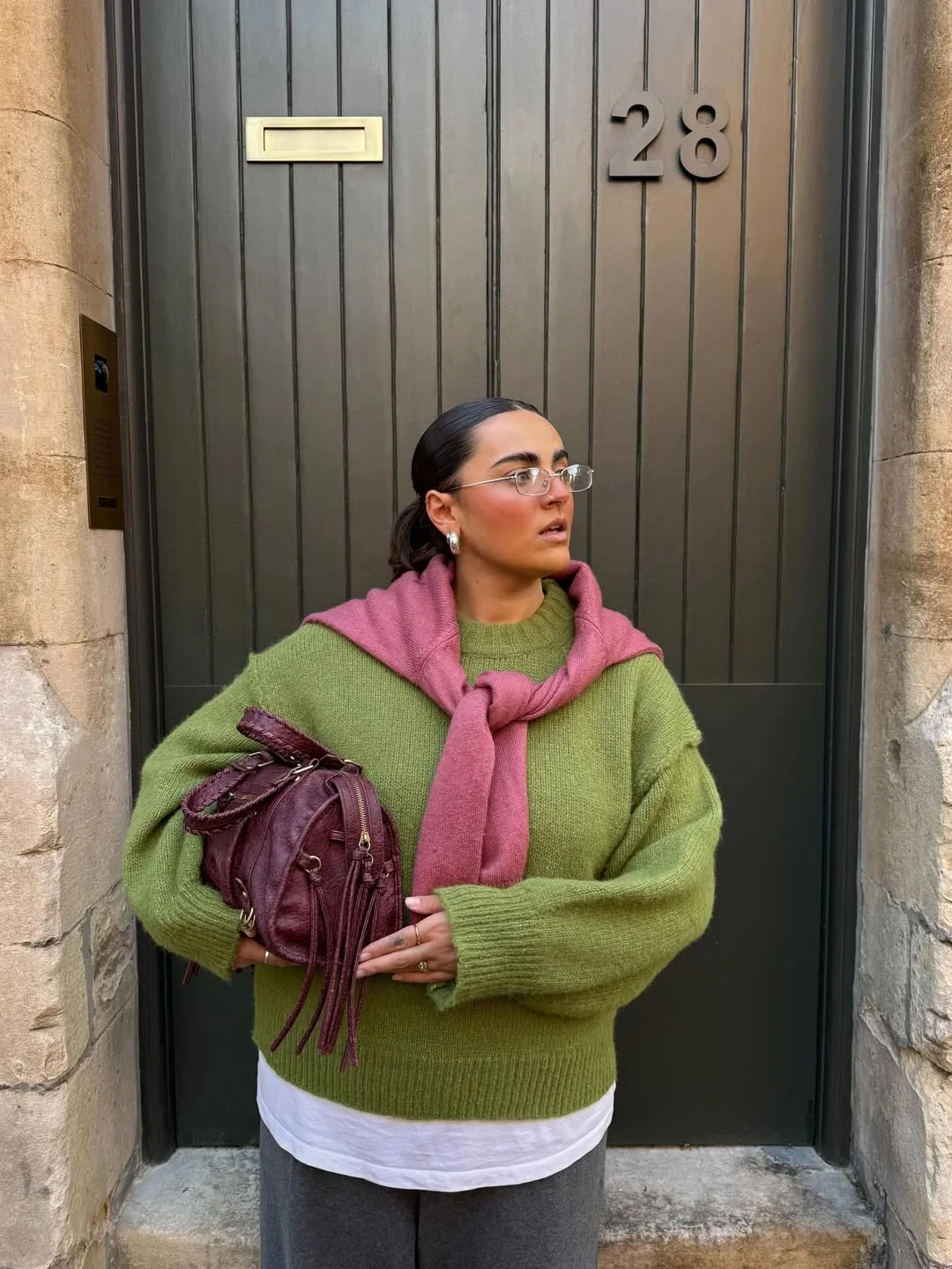 fall outfits for big busted women 2026 Olive Knit Sweater with Soft Color Pairing for Cozy Autumn Style