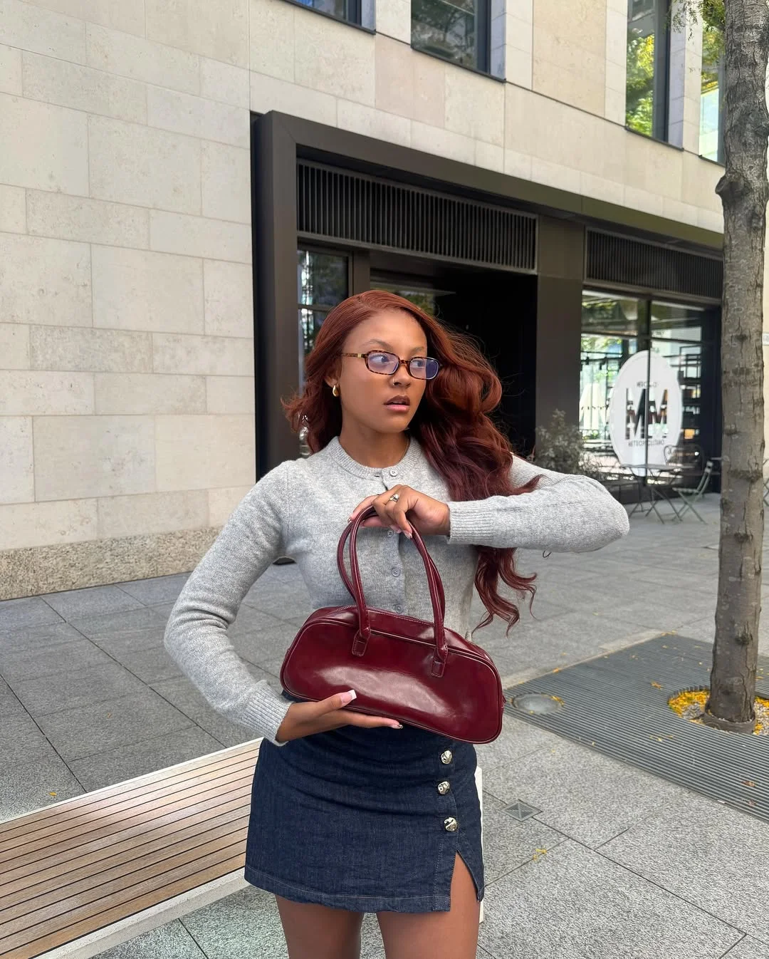 fall outfits for big busted women 2026 Classic Gray Cardigan with a Denim Mini That Always Feels Elegant