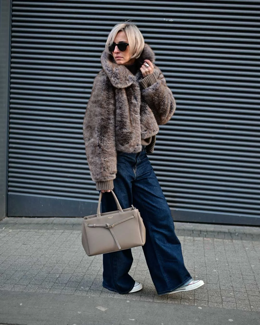fall outfits for women in 30s style 2026 Textured Faux Fur Meets Relaxed Denim