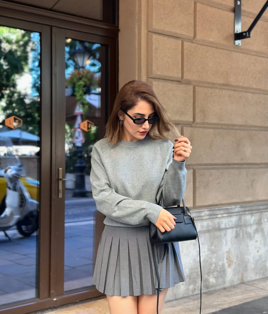 Fall outfits ideas 2026 Grey Pleats and Minimalist School Girl Styling