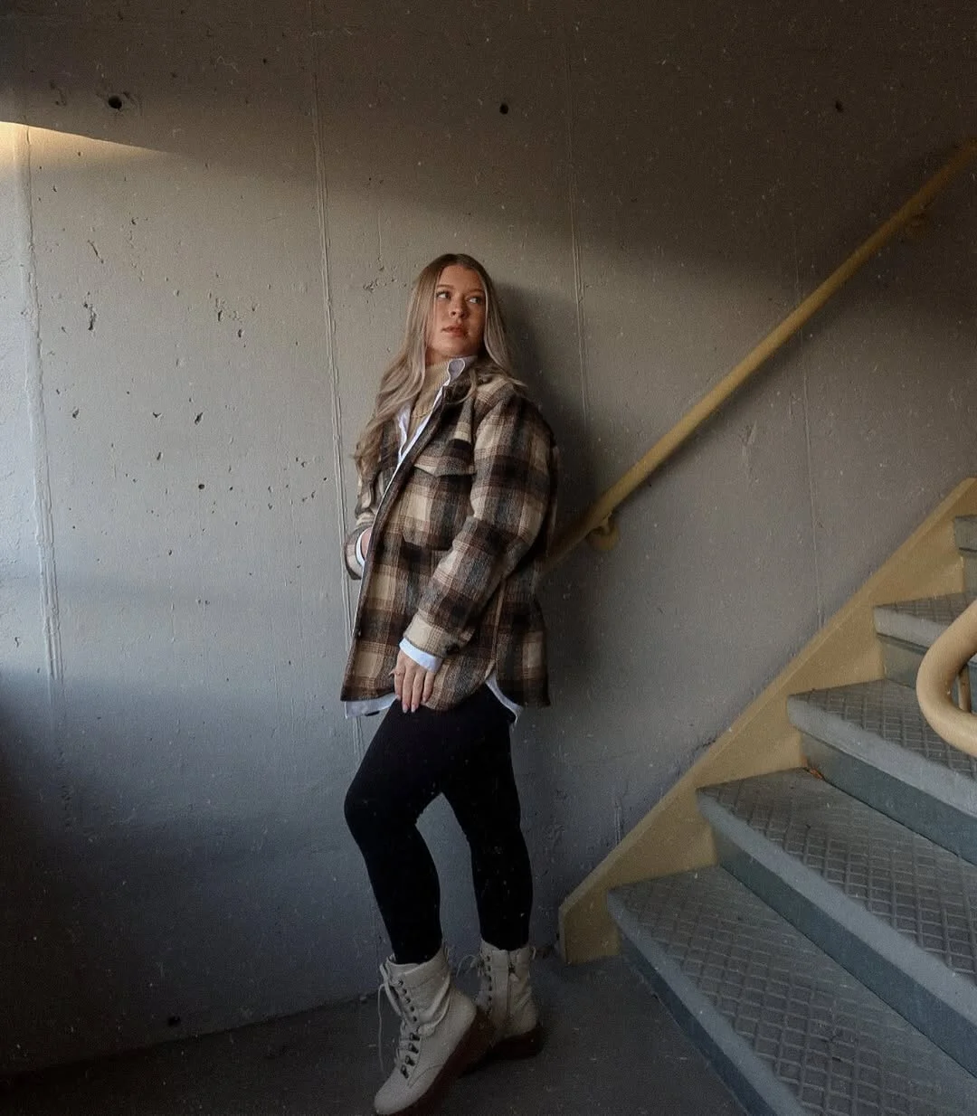 fall outfits with boots and leggings 2026 Plaid Layers and Lace-Up Boots for Cozy Days