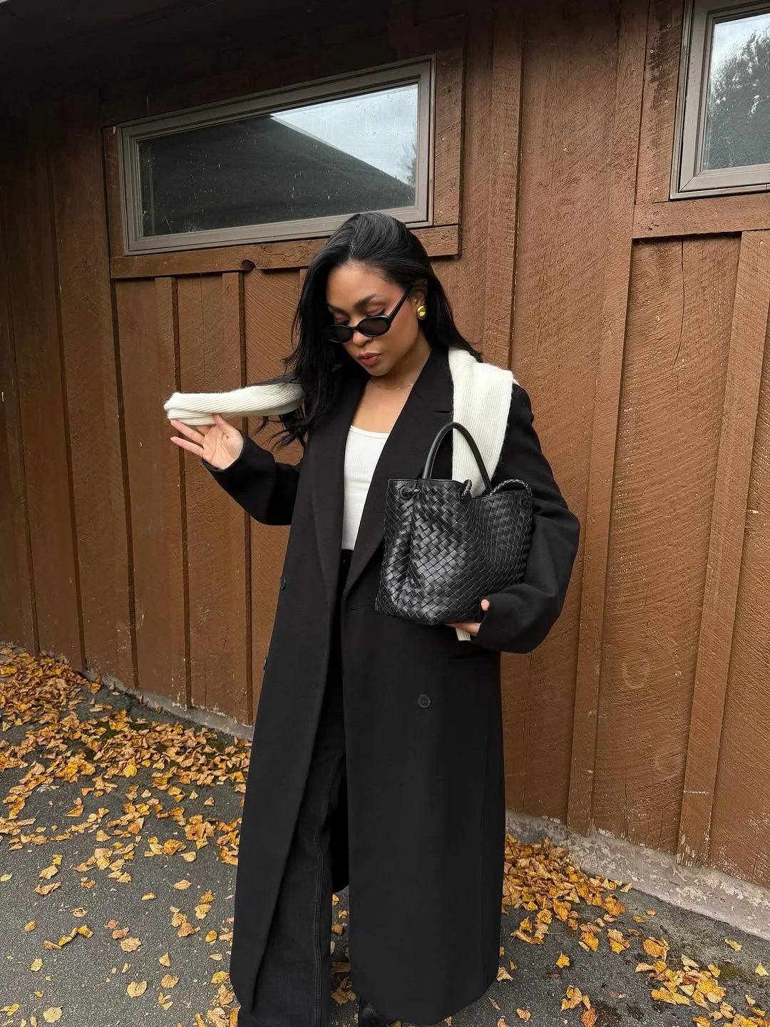 fall outfits with coat 2026 Minimal Black Tailoring With Soft Knit Layers