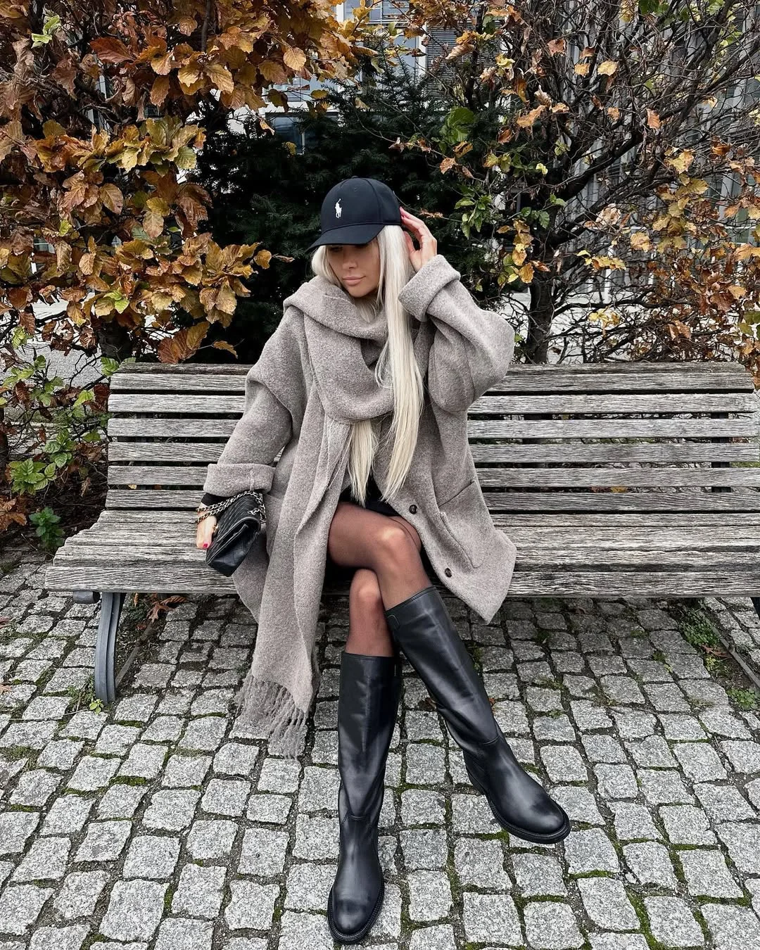 fall outfits with coat 2026 Oversized Scarves And Tall Boots Create Ultimate Cozy Style