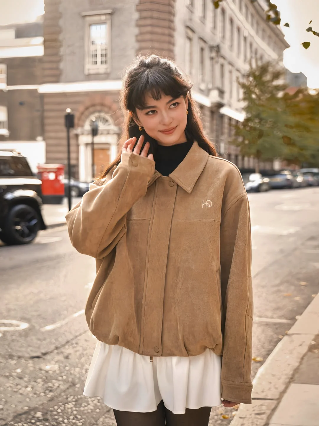 fall outfits with jacket 2026 Suede Jacket and Mini Dress for Warm Autumn Days