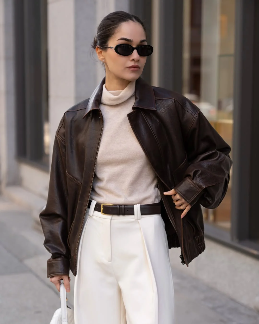 fall outfits with jacket 2026 Chocolate Leather and Cream Tailoring for Timeless Elegance