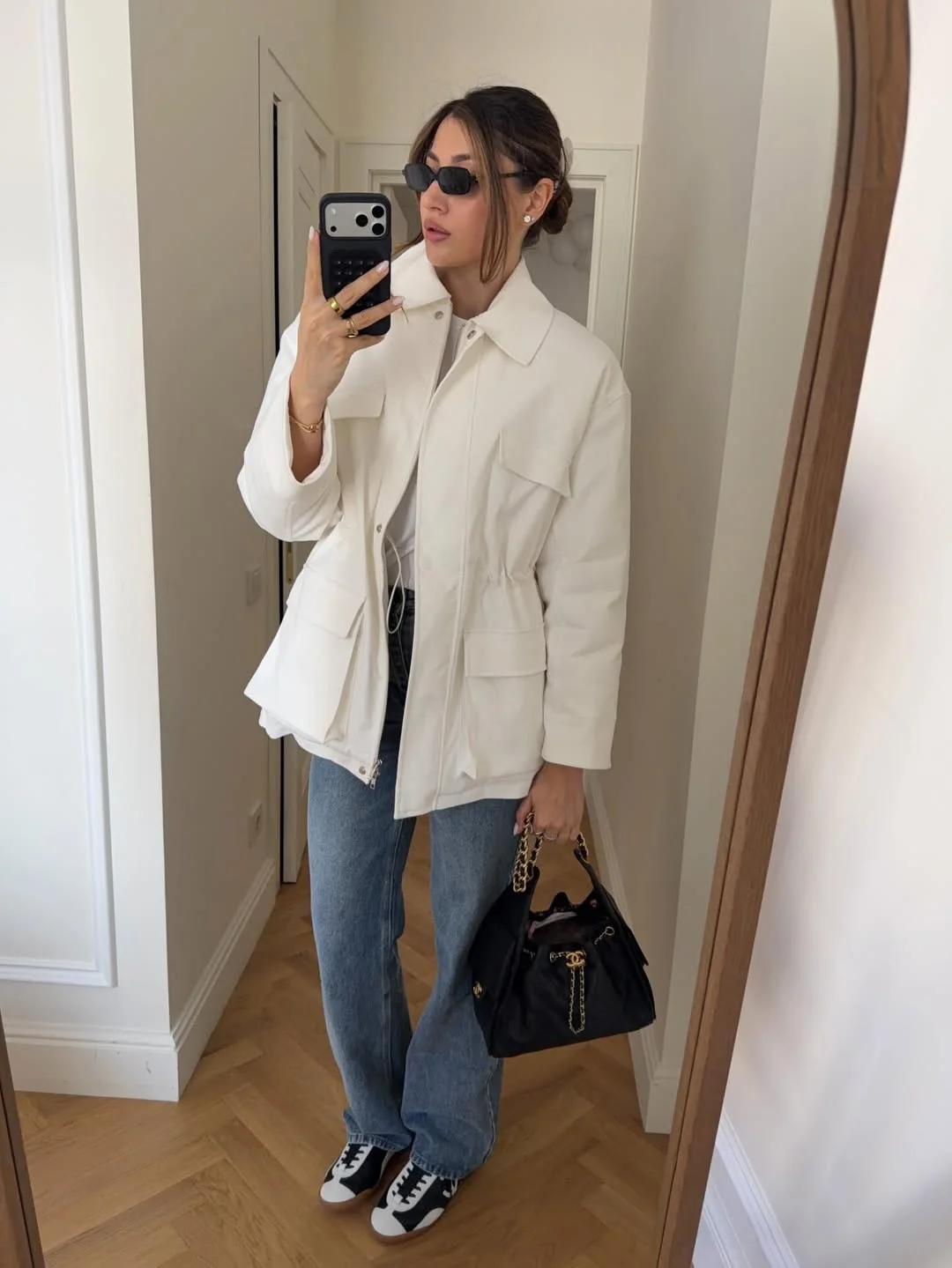 fall outfits with jeans and sneakers 2026 Polished Utility Layers for Everyday Fall Style