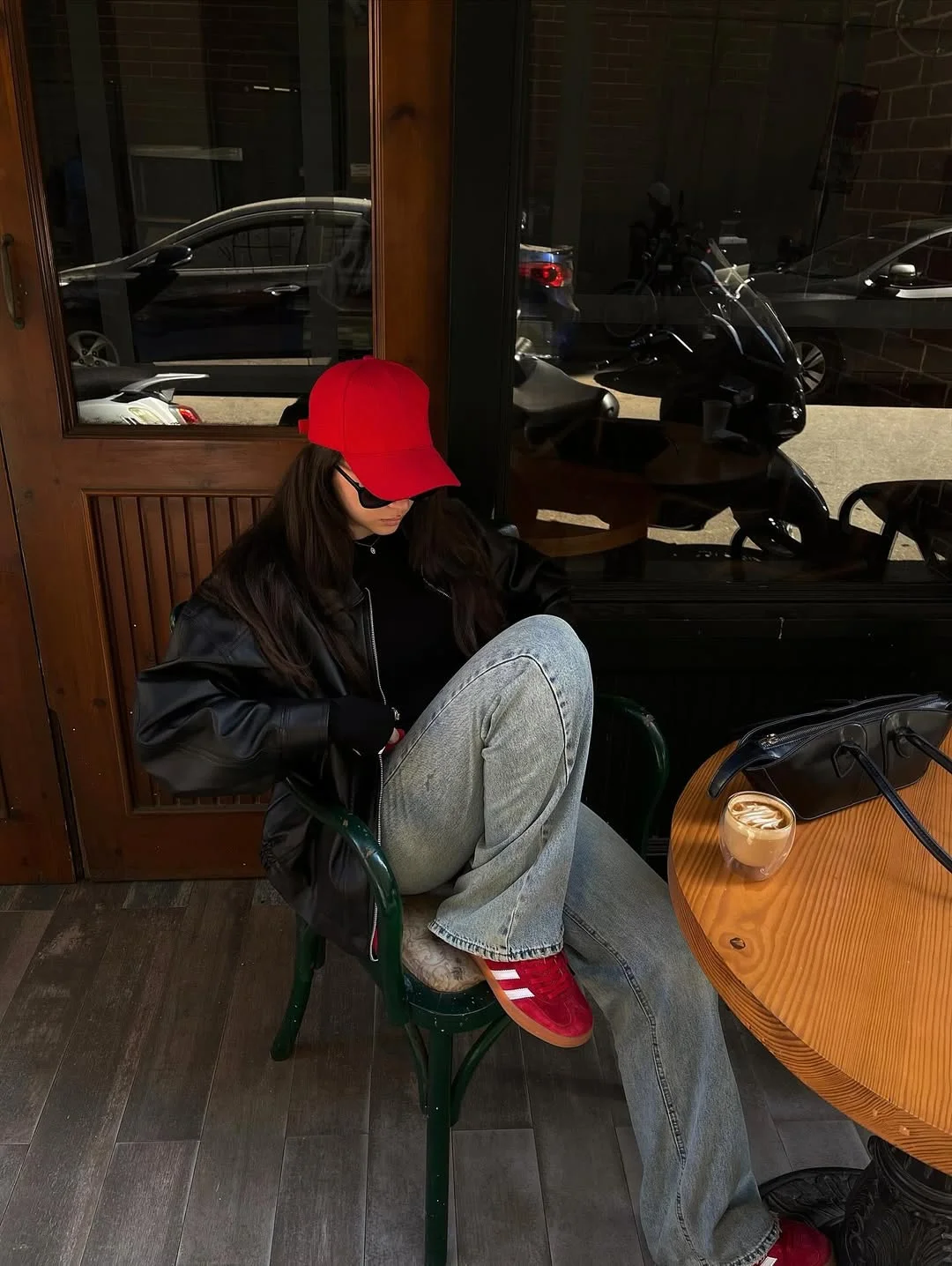 fall outfits with sneakers 2026 Red Sneakers and Washed Denim for That Off-Duty City Energy