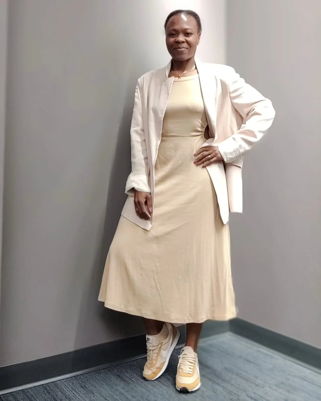 fall outfits with sneakers 2026 Soft Monochrome Dresses with Sneakers for Elegant Everyday Styling
