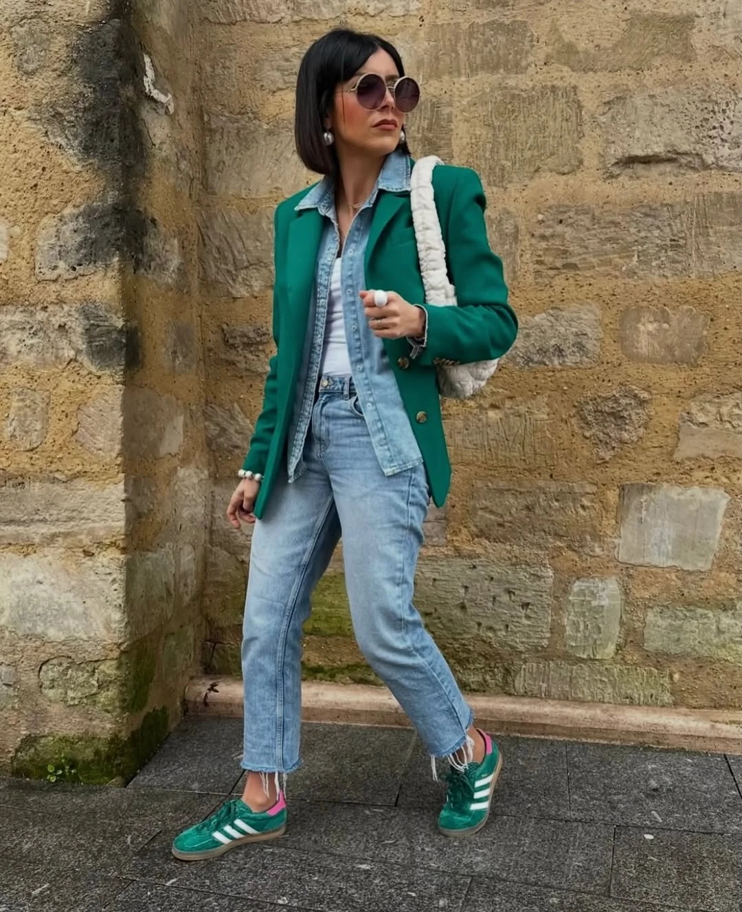 fall outfits with sneakers 2026 Emerald Blazers and Denim Layers with Retro Sneakers