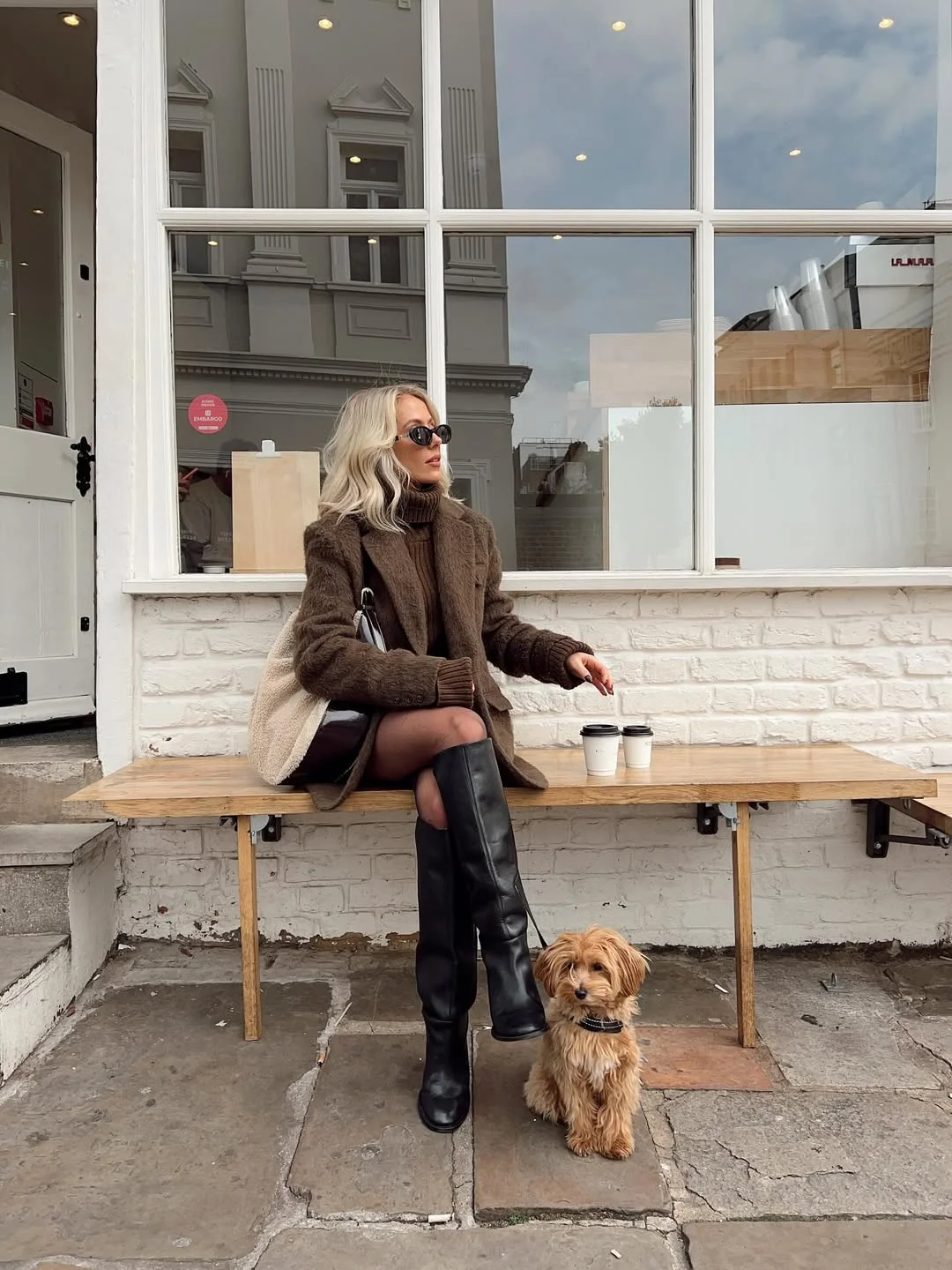 fall outfits with tights 2026 Chocolate Brown Layers and Sleek Knee-High Boots